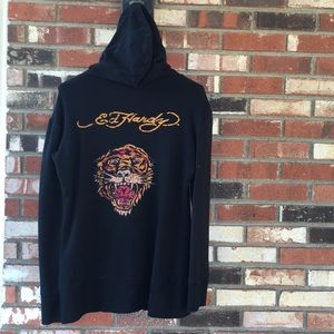 WOMENS Don Ed Hardy by Christian Audigier black Zipup Hoodie Size Small🐯🐅🖤🧥